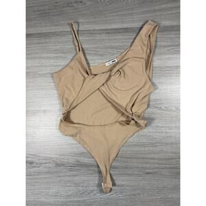 Nude bodysuit-one shoulder twist front